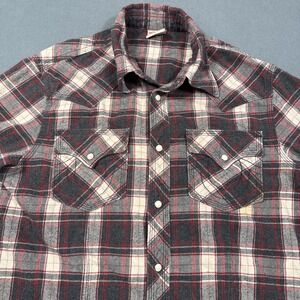FLANNEL SHIRT‎ True Religion  Mens Large FLAP POCKETS Western Pearl Snap